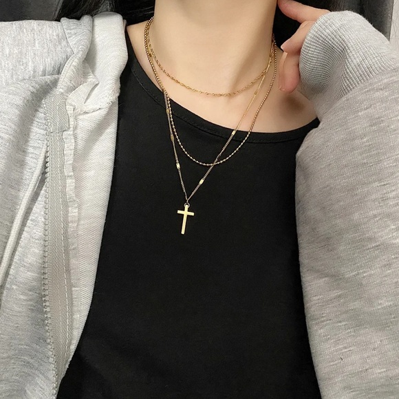 Layered Cross Necklace 18K Gold Plated - each sold separately - Picture 6 of 7